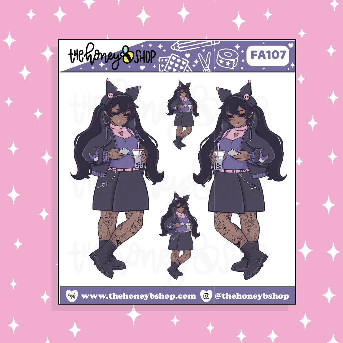 Etiqueta engomada del garabato del bebé de Kuromi ? ¡Elige tu tono de piel!