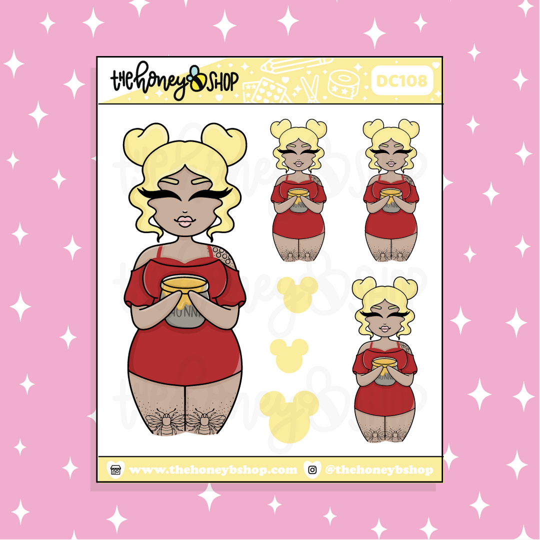 Tattooed Winnie Babe Doodle Sticker | Choose your Skin Tone!