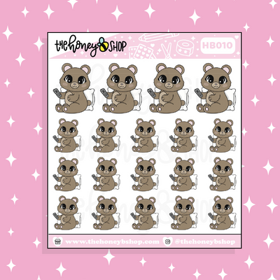 Watching TV Honey Bear Doodle Sticker | Choose Your Version