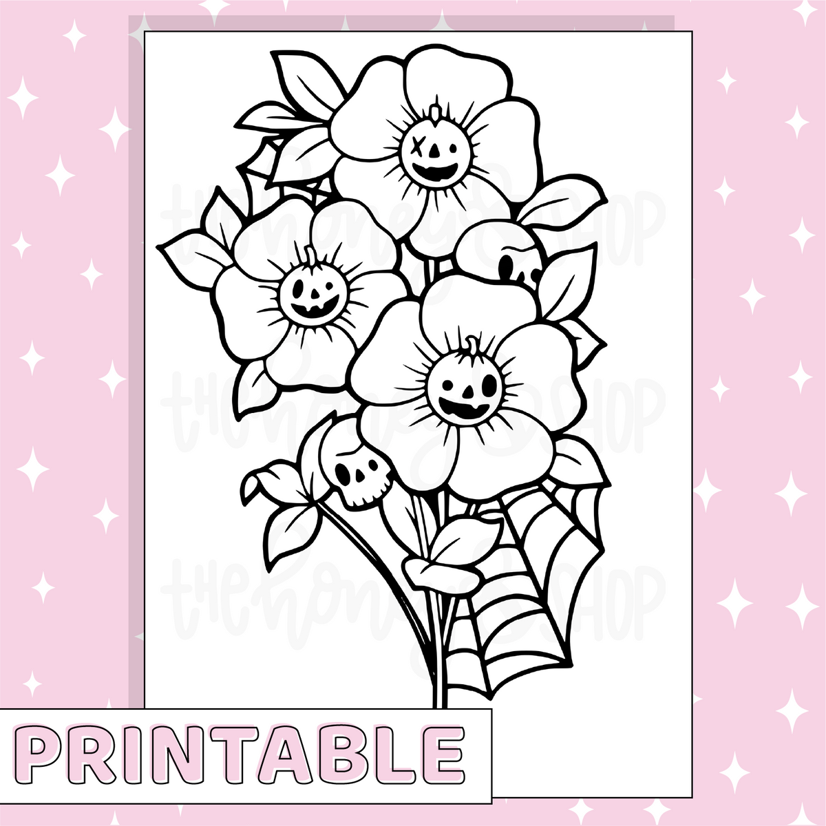 Pumpkin Coloring Page Set Printable Bee-6 Full Page Sticker | B6 Planner | Printable Planner Stickers