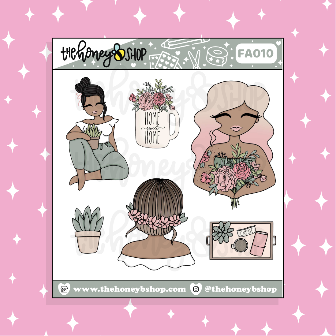 Home Sweet Home Babe Doodle Sticker | Choose your Skin Tone!
