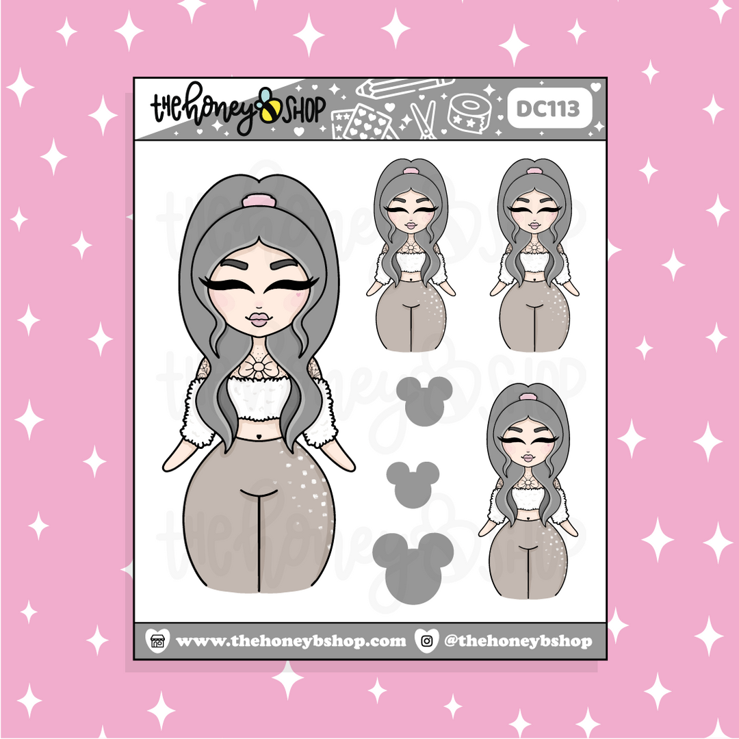 Tattooed Thumper Babe Doodle Sticker | Choose your Skin Tone!