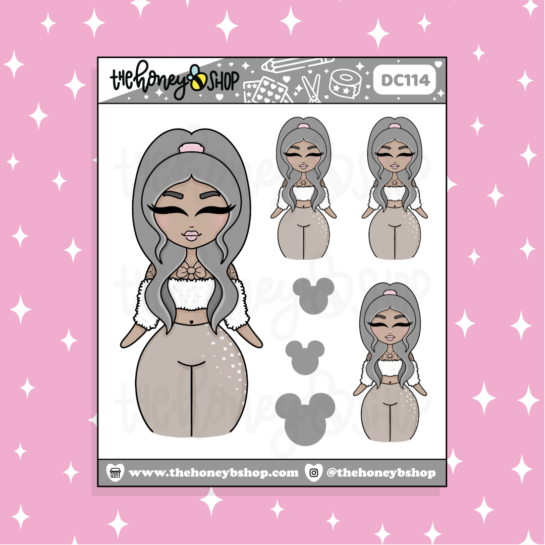 Tattooed Thumper Babe Doodle Sticker | Choose your Skin Tone!