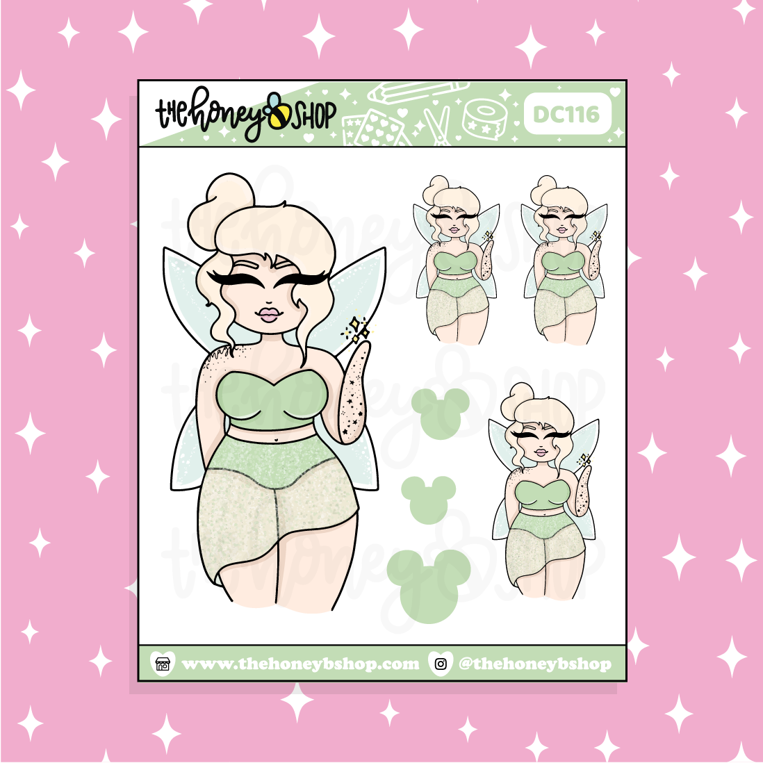 Tattooed Tinkerbell Babe Doodle Sticker | Choose your Skin Tone!