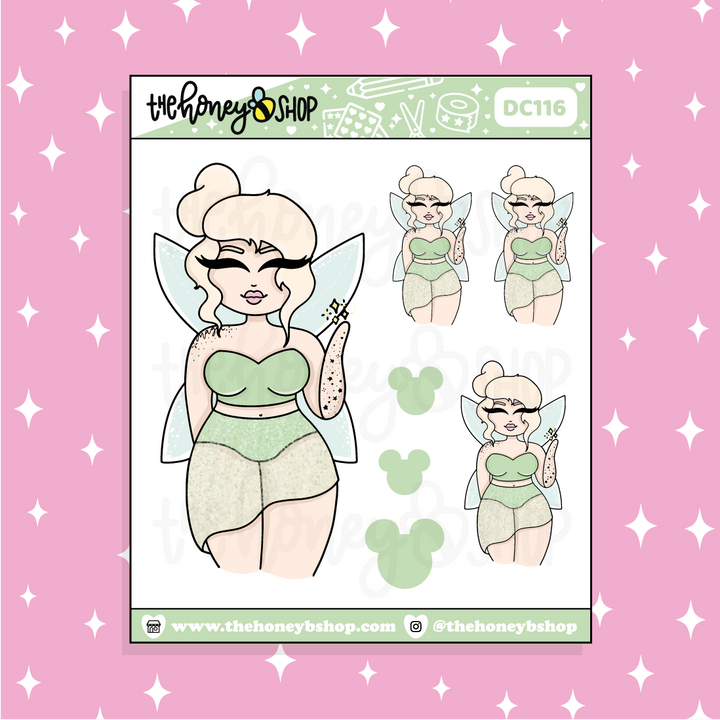 Etiqueta engomada tatuada del Doodle del bebé de Tinkerbell | ¡Elige tu tono de piel!