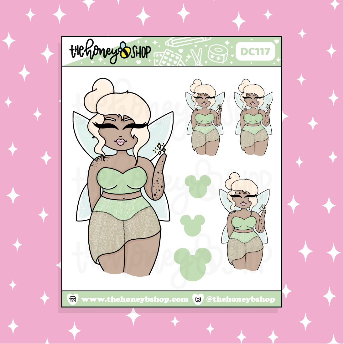 Tattooed Tinkerbell Babe Doodle Sticker | Choose your Skin Tone!