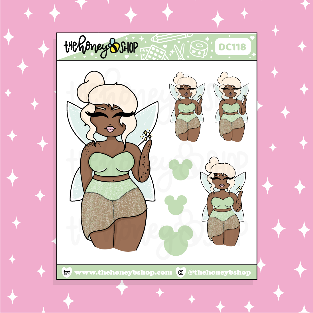 Tattooed Tinkerbell Babe Doodle Sticker | Choose your Skin Tone!