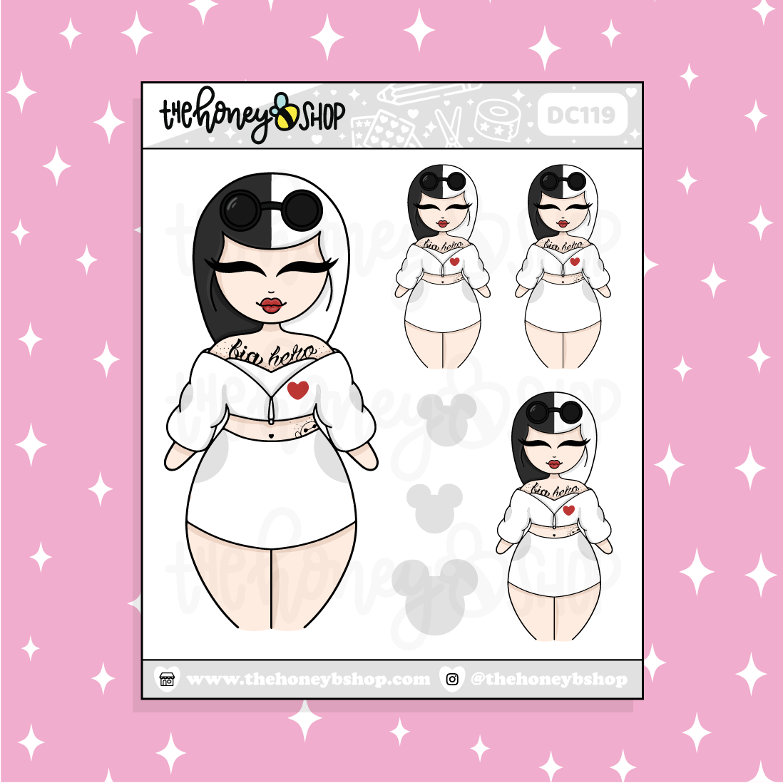 Tattooed Baymax Babe Doodle Sticker | Choose your Skin Tone!