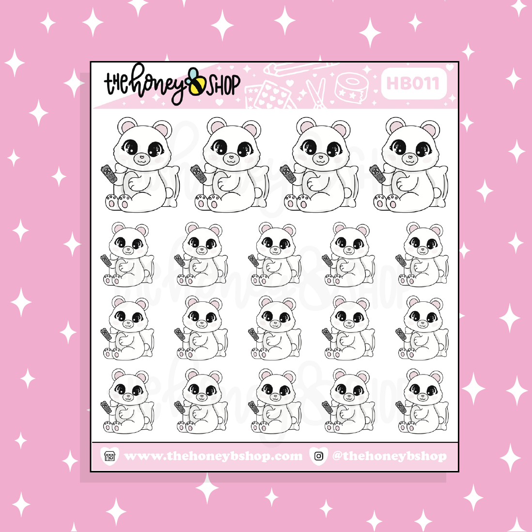 Watching TV Honey Bear Doodle Sticker | Choose Your Version