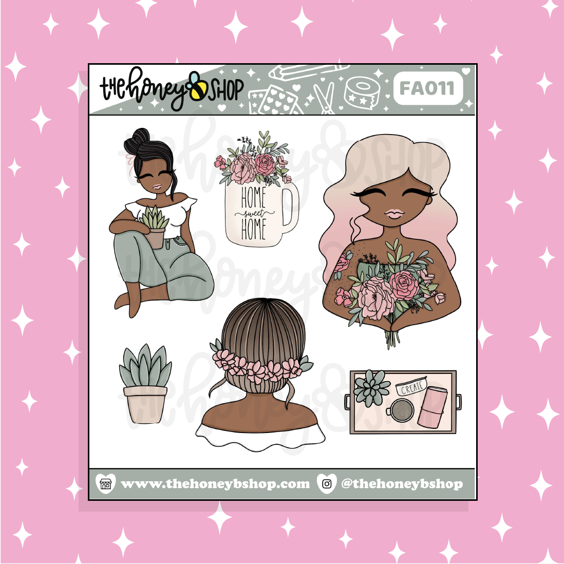 Home Sweet Home Babe Doodle Sticker | Choose your Skin Tone!