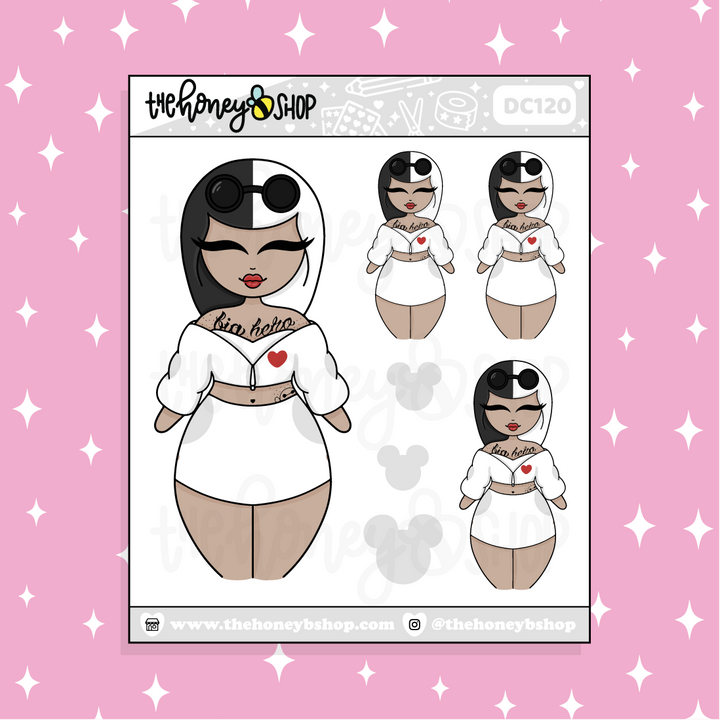 Tattooed Baymax Babe Doodle Sticker | Choose your Skin Tone!