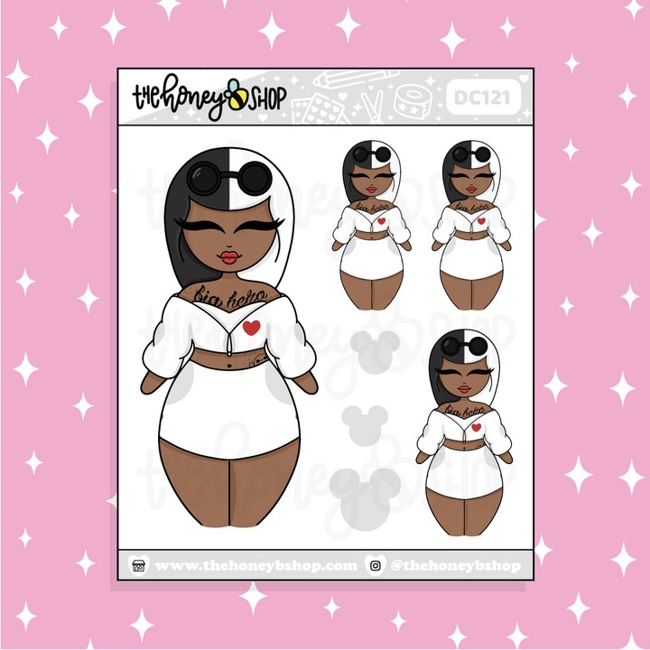 Tattooed Baymax Babe Doodle Sticker | Choose your Skin Tone!