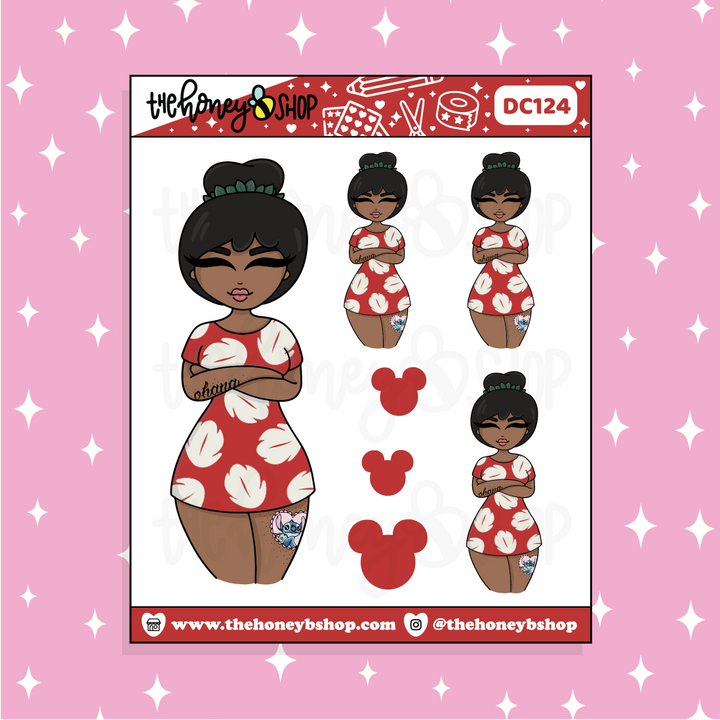 Tattooed Lilo Babe Doodle Sticker | Choose your Skin Tone!