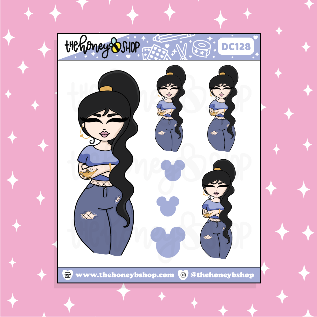 Tattooed Genie Babe Doodle Sticker | Choose your Skin Tone!