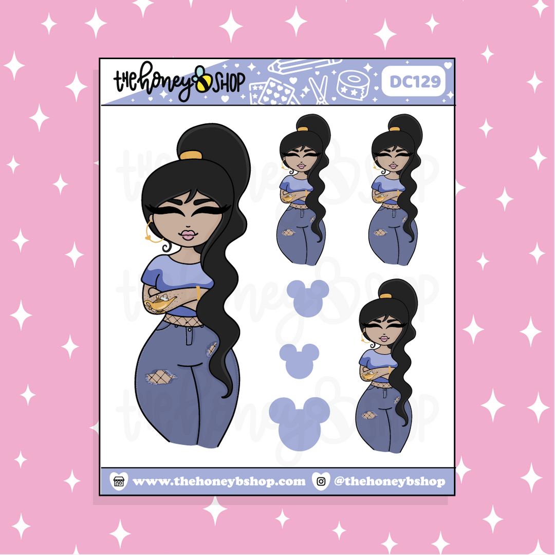 Tattooed Genie Babe Doodle Sticker | Choose your Skin Tone!