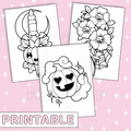 Pumpkin Coloring Page Set Printable Bee-6 Full Page Sticker | B6 Planner | Printable Planner Stickers