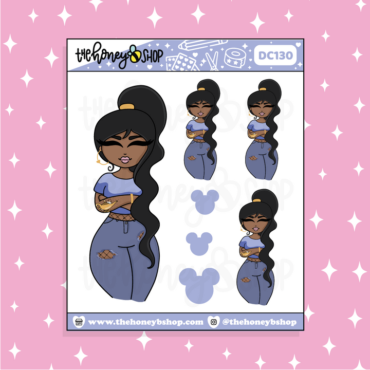 Tattooed Genie Babe Doodle Sticker | Choose your Skin Tone!