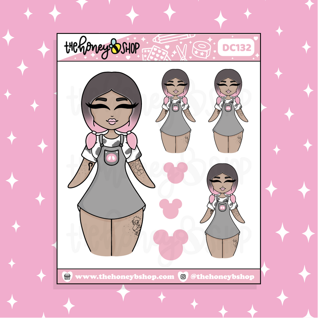 Tattooed Pua Babe Doodle Sticker | Choose your Skin Tone!