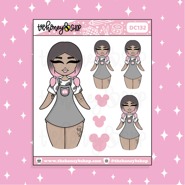 Tattooed Pua Babe Doodle Sticker | Choose your Skin Tone!