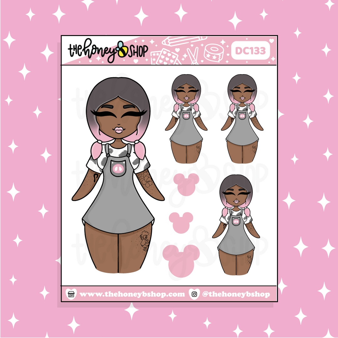 Tattooed Pua Babe Doodle Sticker | Choose your Skin Tone!