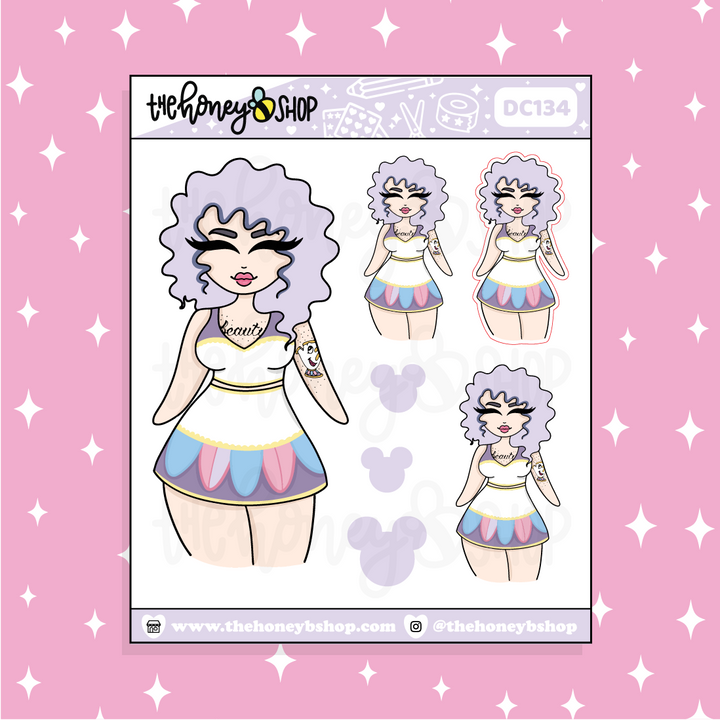 Tattooed Ms. Potts Babe Doodle Sticker | Choose your Skin Tone!