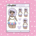 Tattooed Ms. Potts Babe Doodle Sticker | Choose your Skin Tone!