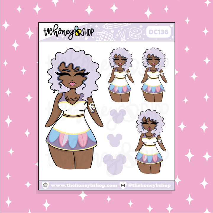 Tattooed Ms. Potts Babe Doodle Sticker | Choose your Skin Tone!