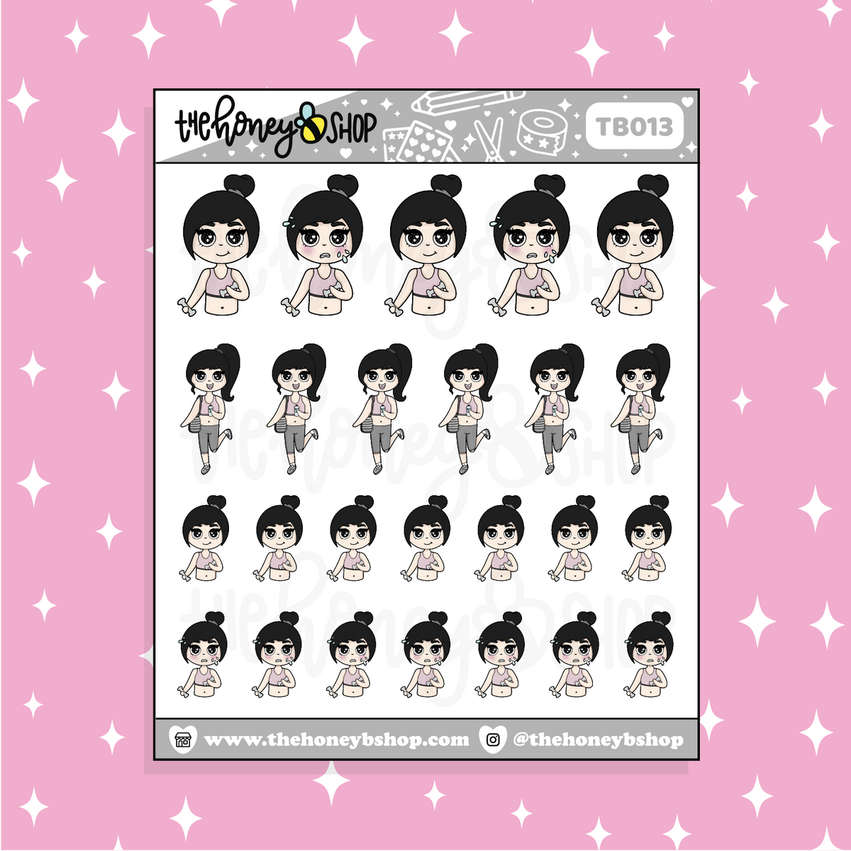 Fitness BabeBees Doodle Sticker | Choose Your Skin Tone!