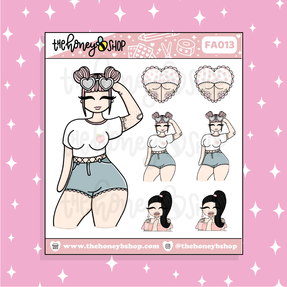 Just Peachy Babe Doodle Sticker | Choose your Skin Tone!