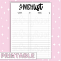 Wish List Printable Bee-6 Full Page Sticker | B6 Planner | Printable Planner Stickers