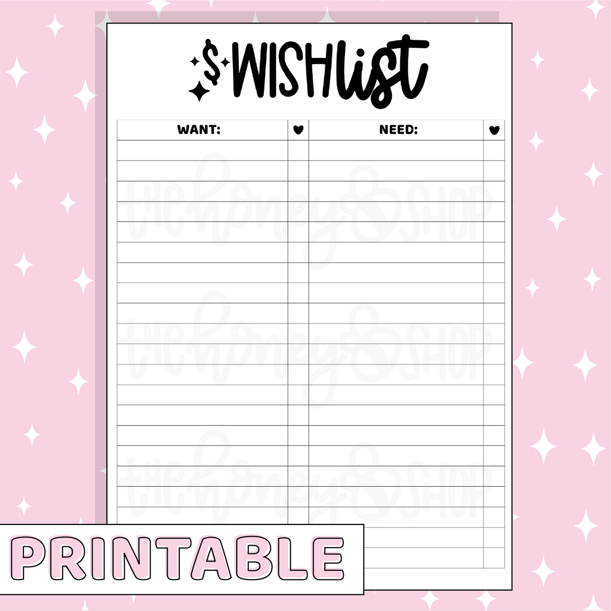 Wish List Printable Bee-6 Full Page Sticker | B6 Planner | Printable Planner Stickers