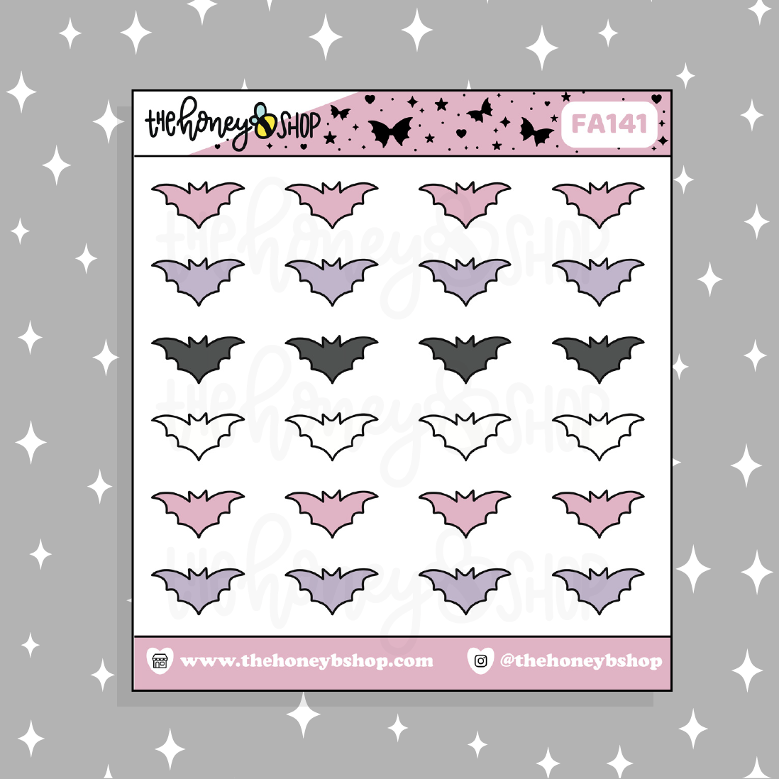Pastel Halloween Bats Doodle Sticker