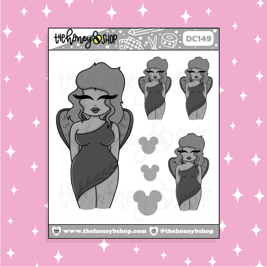 Tattooed Gargoyle Babe Doodle Sticker