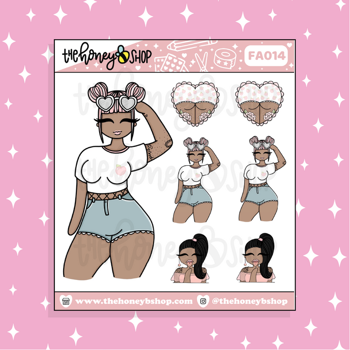 Just Peachy Babe Doodle Sticker | Choose your Skin Tone!