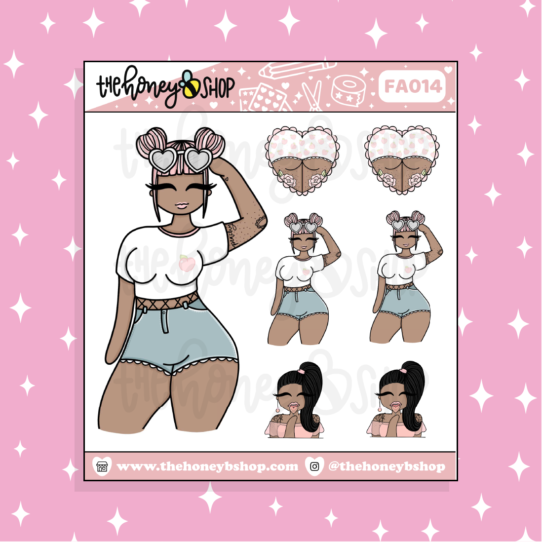 Just Peachy Babe Doodle Sticker | Choose your Skin Tone!