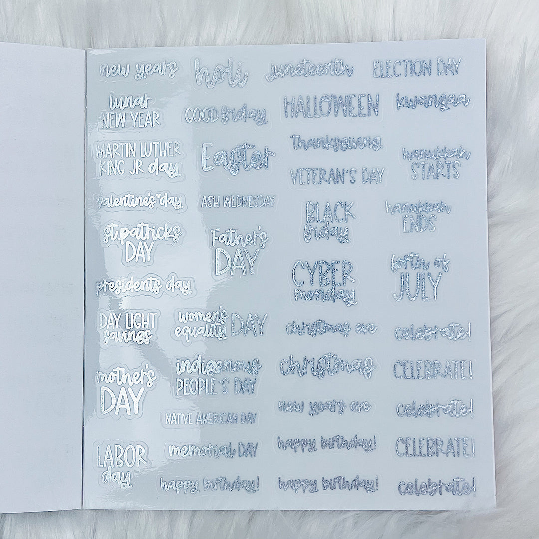 Celebration Sticker Book | Matte Sticker Paper | 10 Pages | Holo Foiled