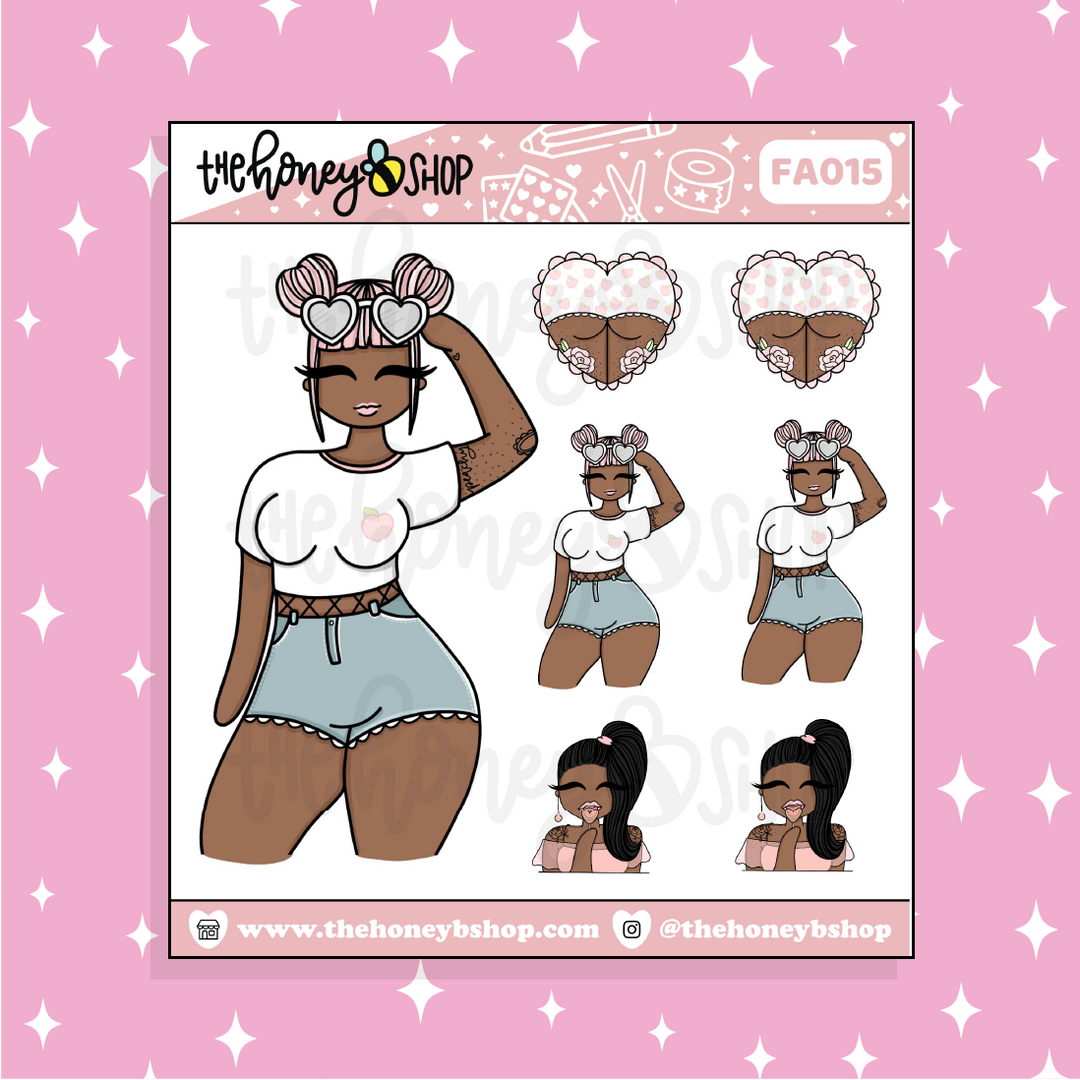 Just Peachy Babe Doodle Sticker | Choose your Skin Tone!