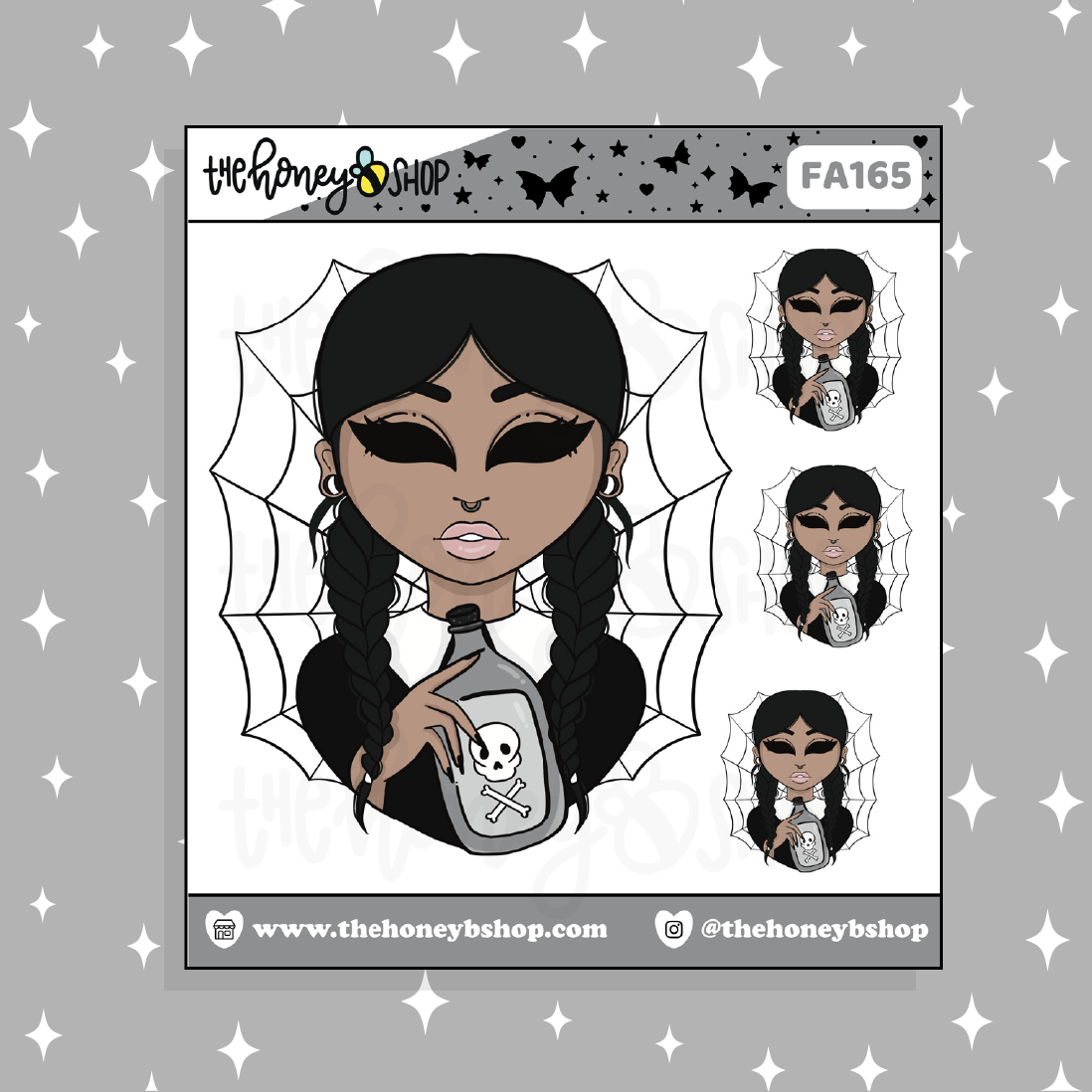 Wednesday Babe Doodle Sticker | Choose your Skin Tone!