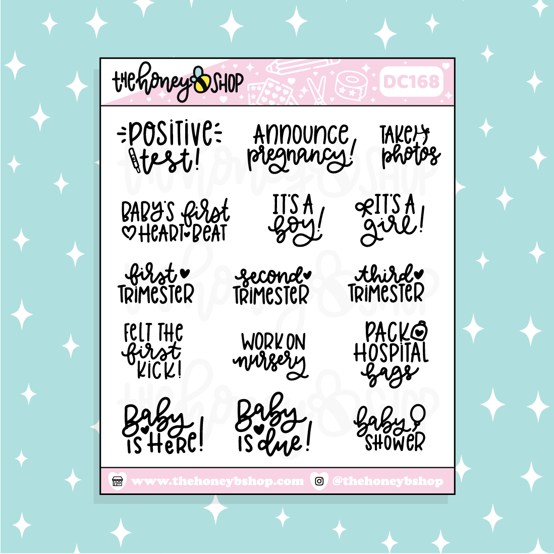 Pregnancy Lettering List Doodle Planner Sticker