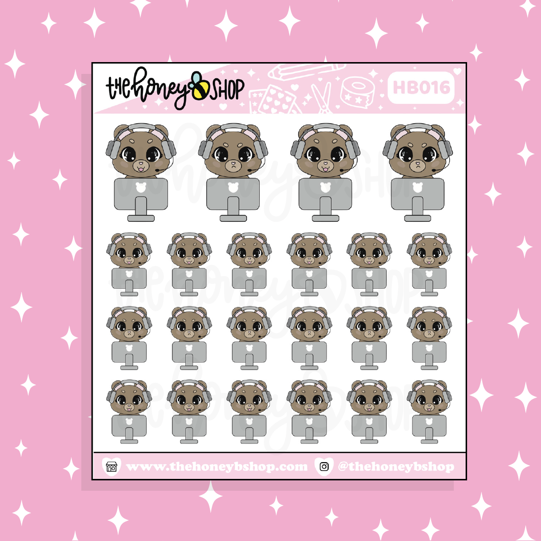 PC Gaming Honey Bear Doodle Sticker | Choose Your Version