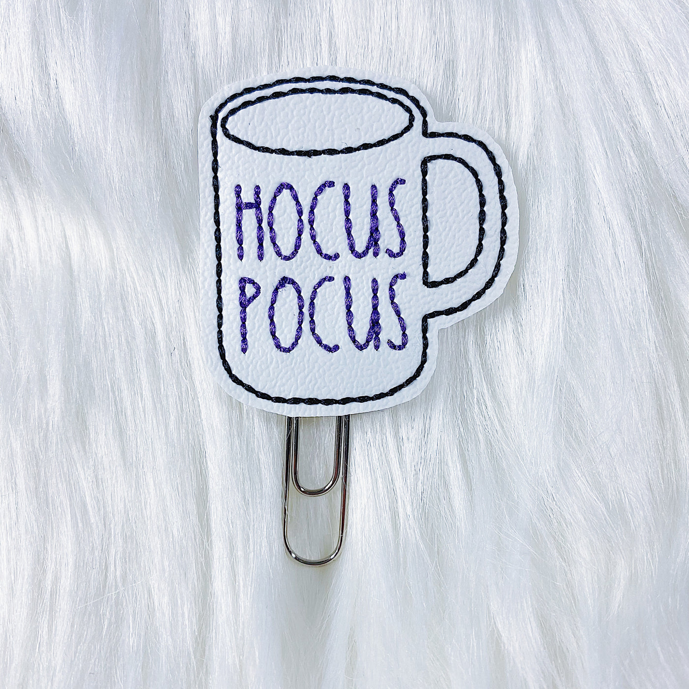 White + Purple Hocus Pocus Mug Feltie Planner Clip