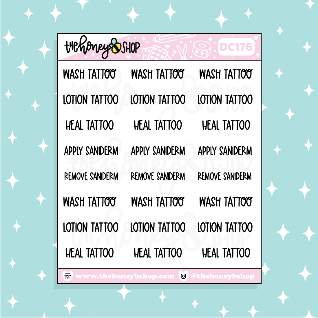 Tattoo Care Doodle Planner Sticker