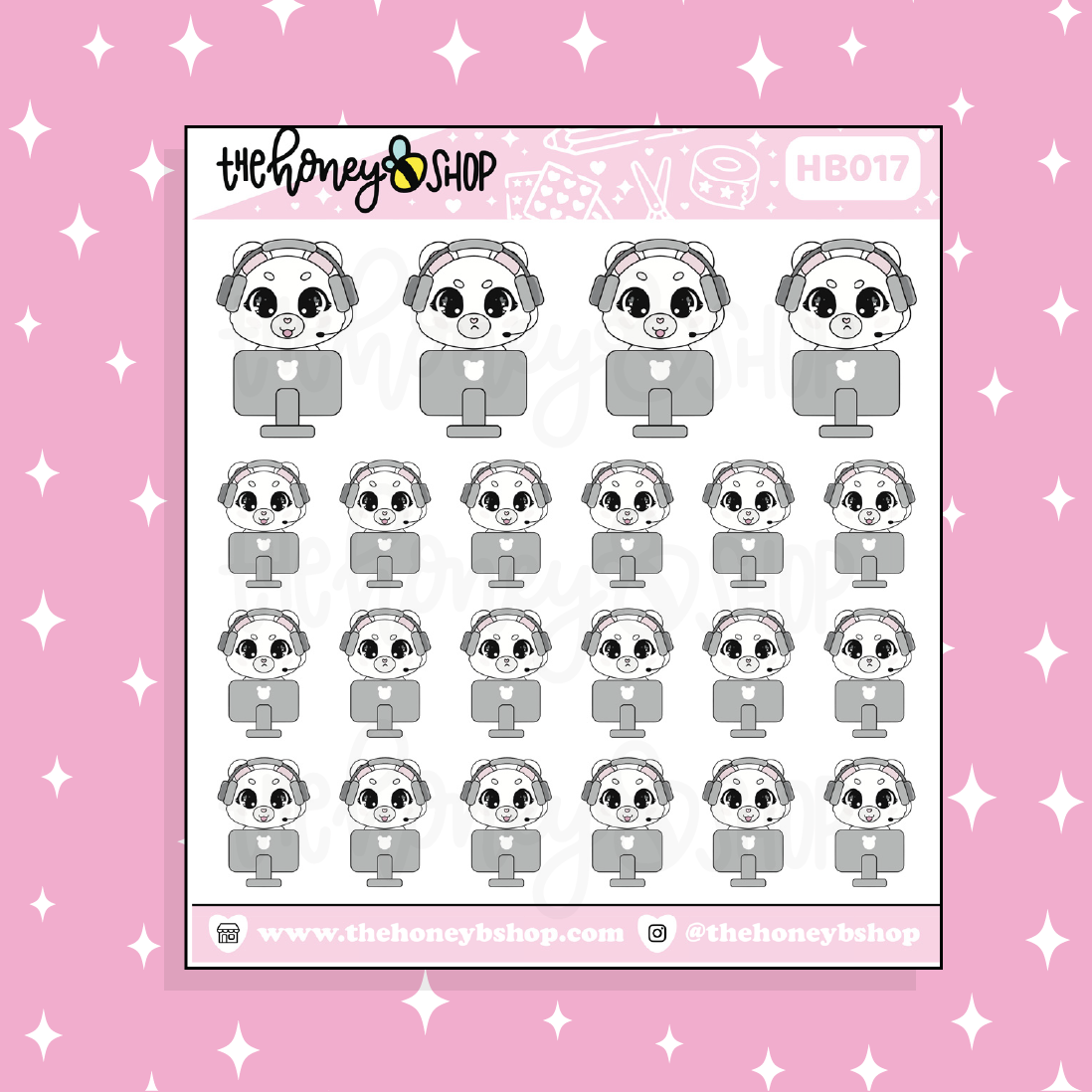 PC Gaming Honey Bear Doodle Sticker | Choose Your Version