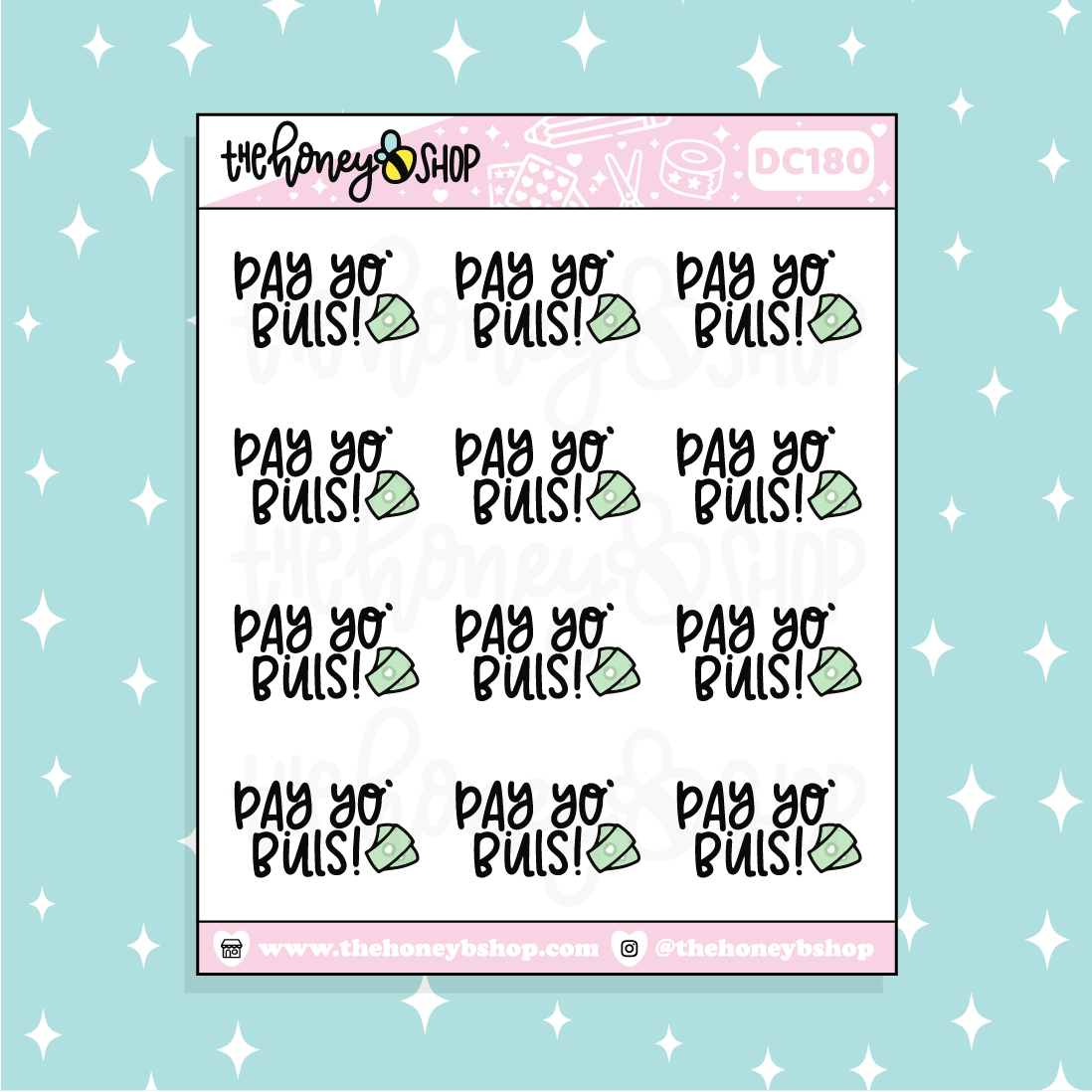 Paga tus facturas Doodle Planner Pegatina