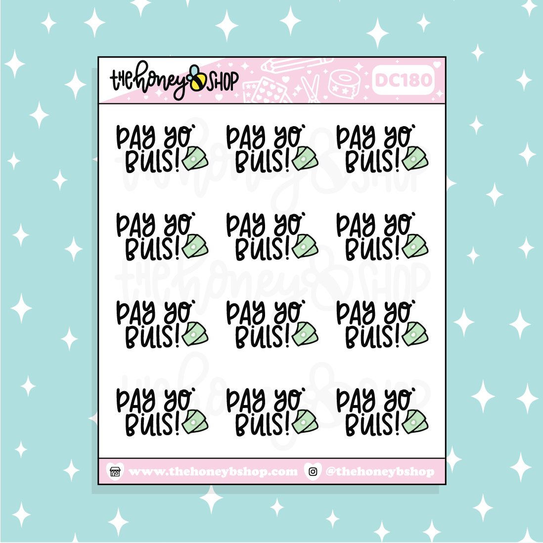 Pay Yo' Bills Doodle Planner Sticker