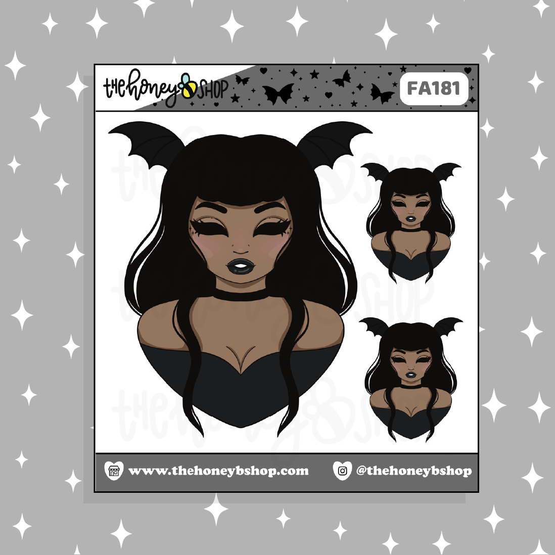 Batty Babe Doodle Sticker | Choose your Skin Tone!