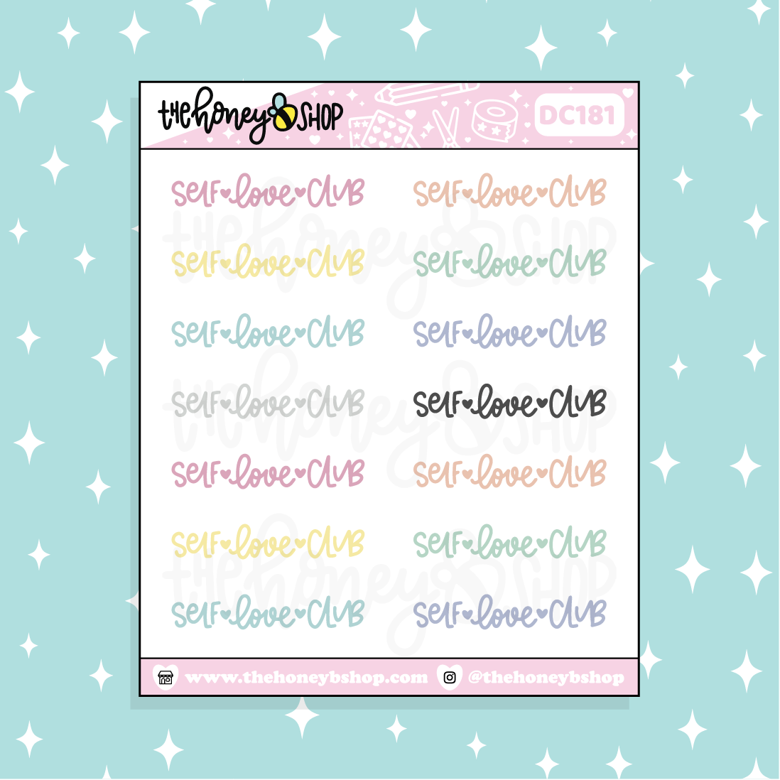 Self Love Club Doodle Planner Sticker