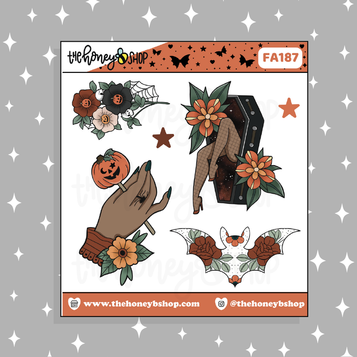 Pegatina de Halloween Neo Flash Doodle | ¡Elige tu tono de piel!