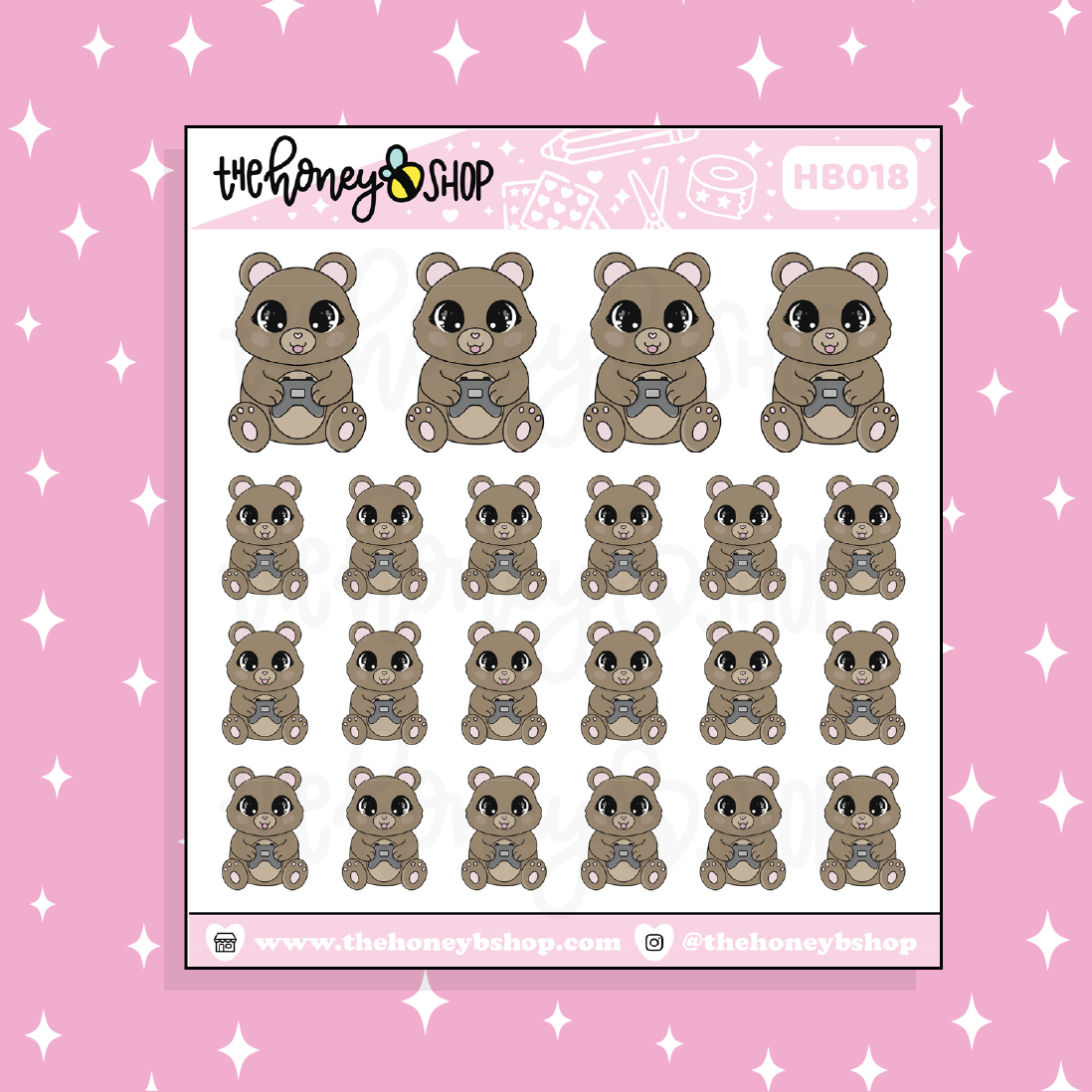 Console Gaming Honey Bear Doodle Sticker | Choose Your Version