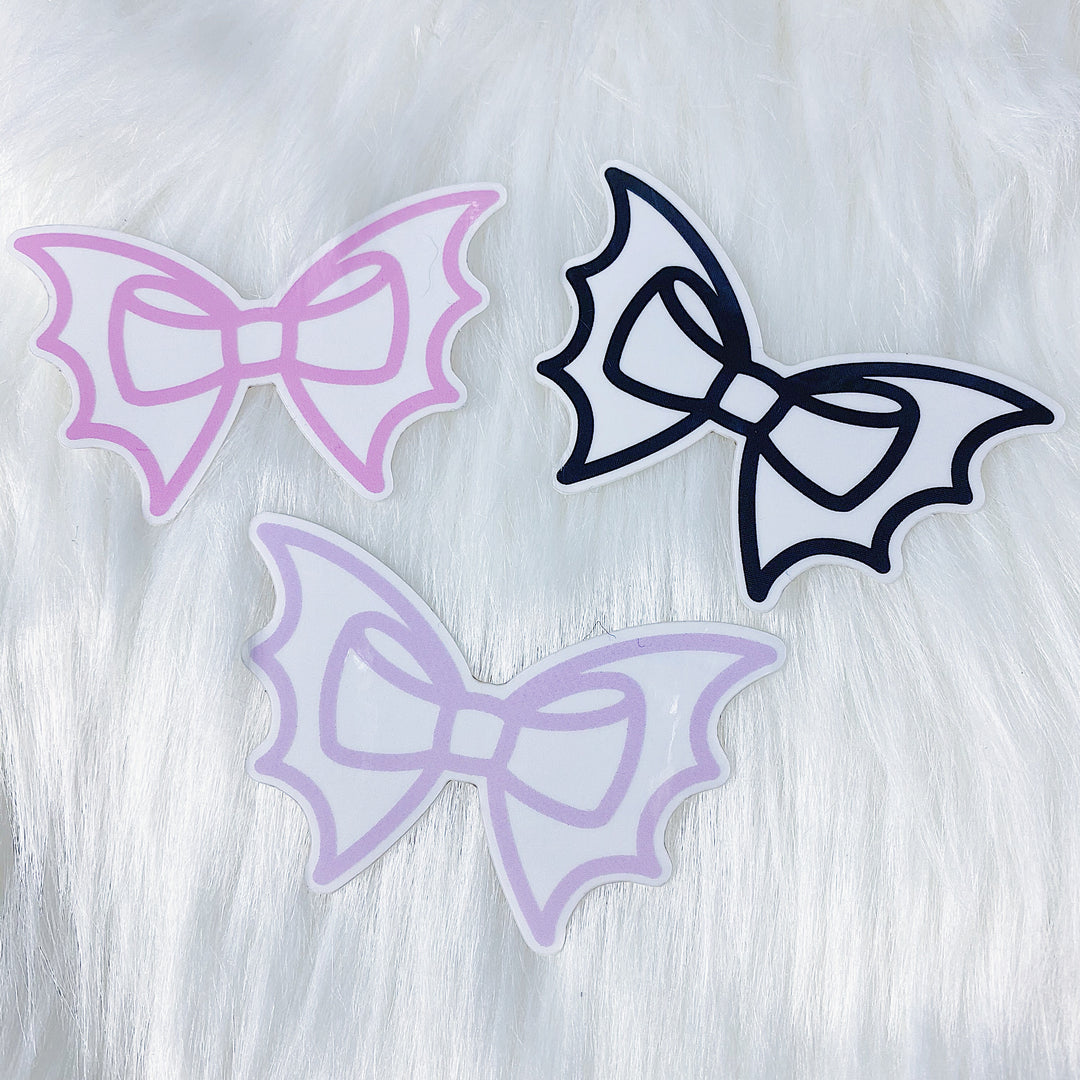 Pink Bat Bow CLEAR Vinyl Sticker Die Cut